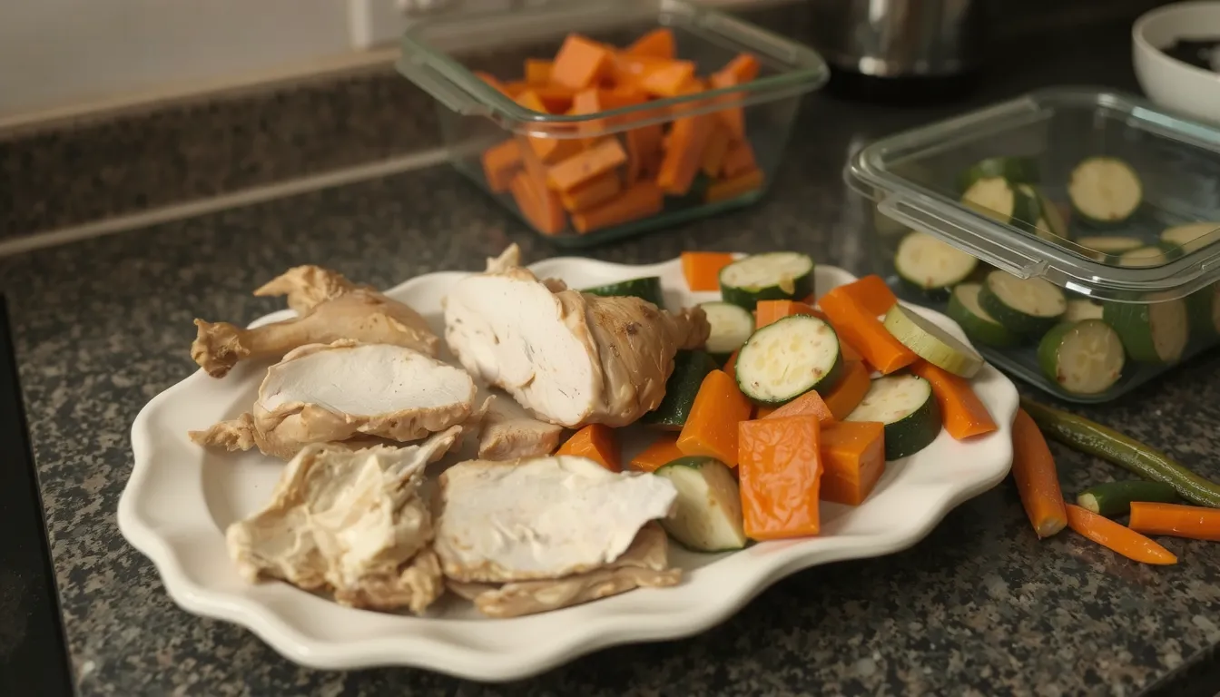 reste de poulet rôti et légumes