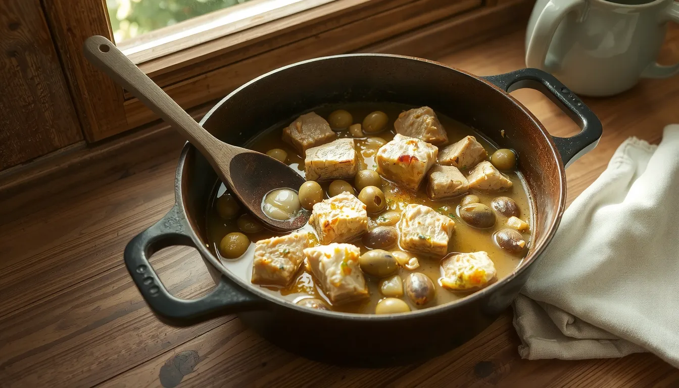 sauté de veau aux olives vertes et vin blanc